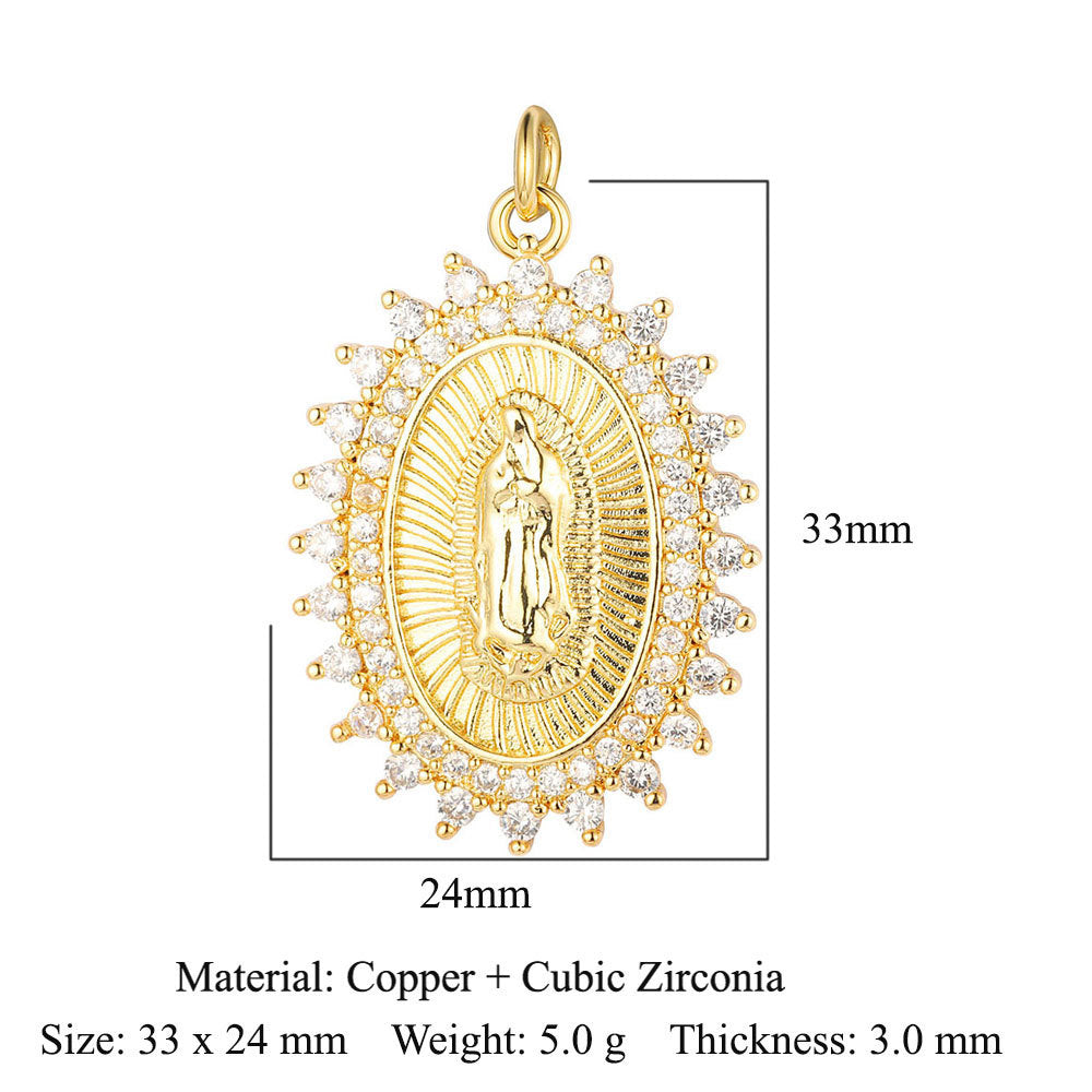 Colgante de cobre y circonita con ángel virgen 