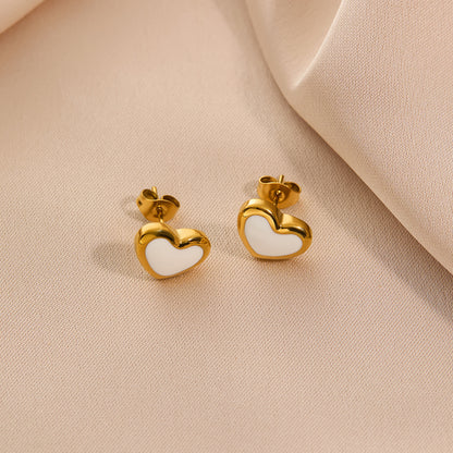 peach heart stud earrings