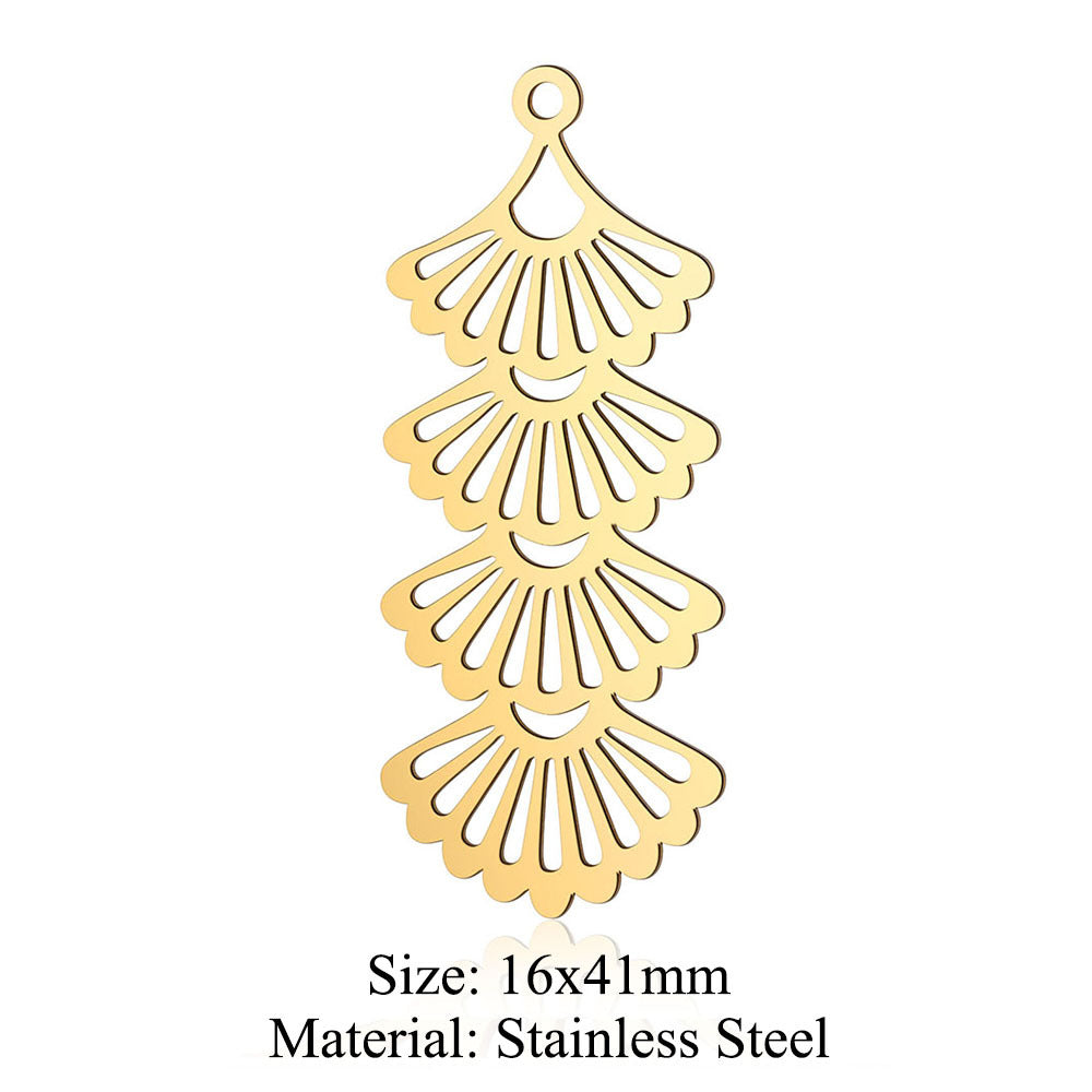 5pcs/pack of ginkgo biloba titanium steel pendant