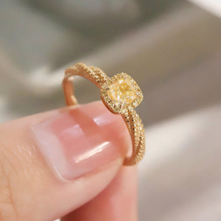 Adjustable Copper Sugar-Cube Princess Ring – Simple Inlay