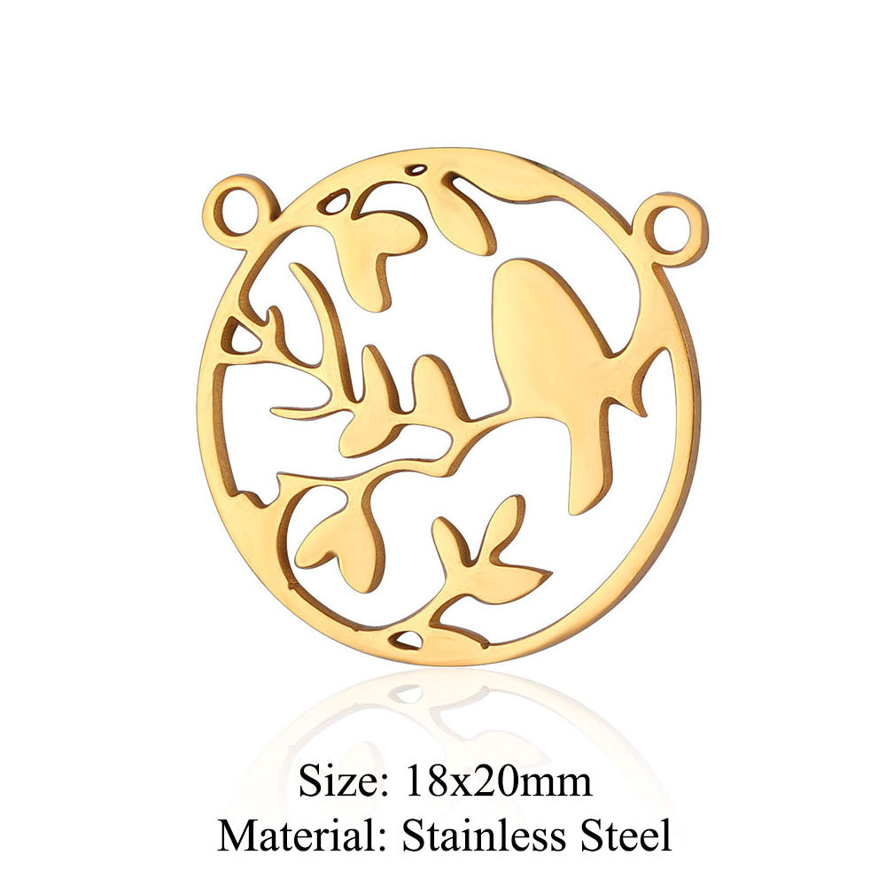 Colgante de acero de titanio con forma de elefante, lobo, tortuga, león y oso, 5 unidades por bolsa 