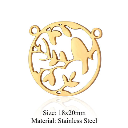 Colgante de acero de titanio con forma de elefante, lobo, tortuga, león y oso, 5 unidades por bolsa 