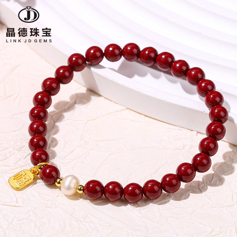 Pulsera de perlas barrocas de arena morada 