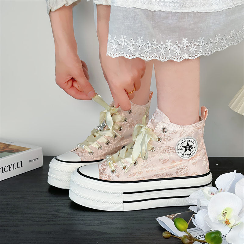 Chinese style thick-soled casual height-increasing sneakers