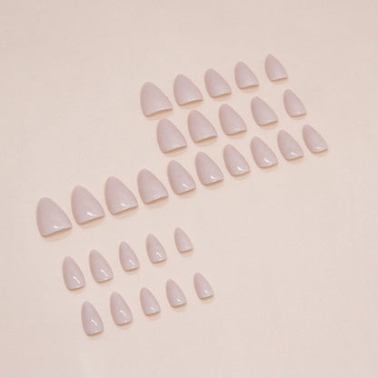 Nude Short Almond Fake Nails 30 Pieces