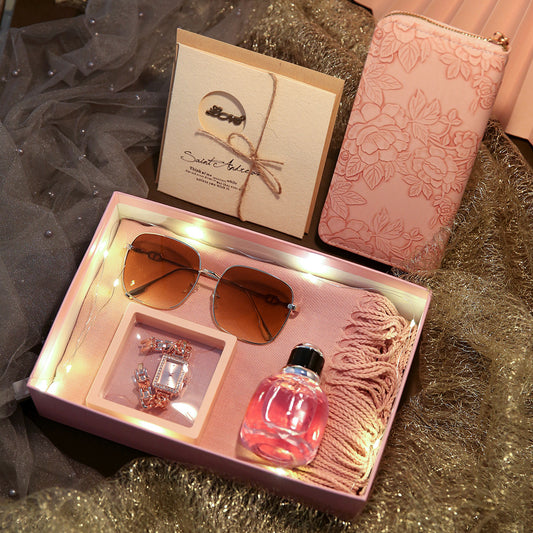 Square quartz bracelet scarf perfume 7-piece set
