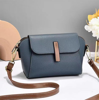 Double-layer solid color buckle shell bag
