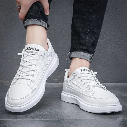 Crocodile Pattern White Sneakers