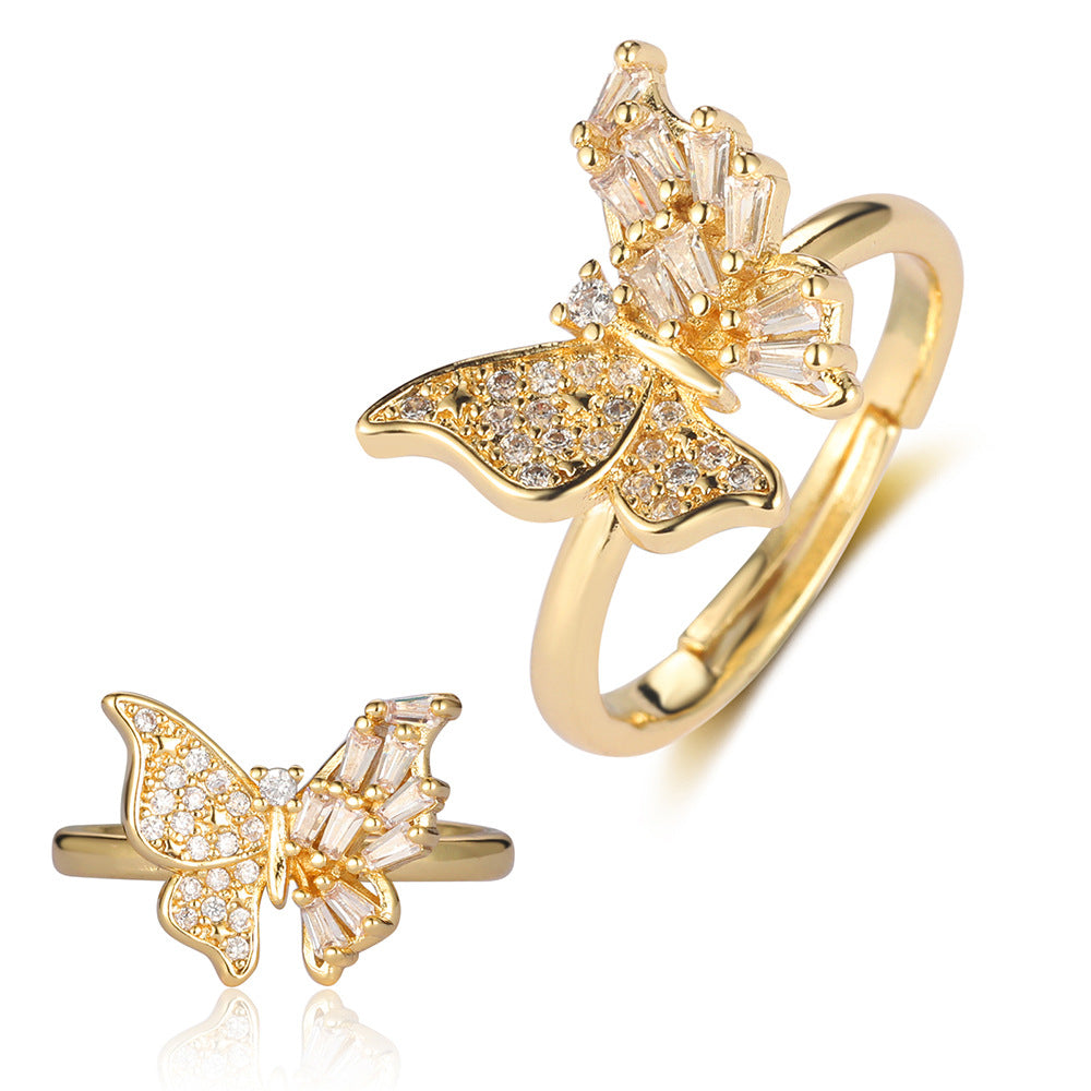Butterfly Mermaid Tail Snake Copper Zircon Ring