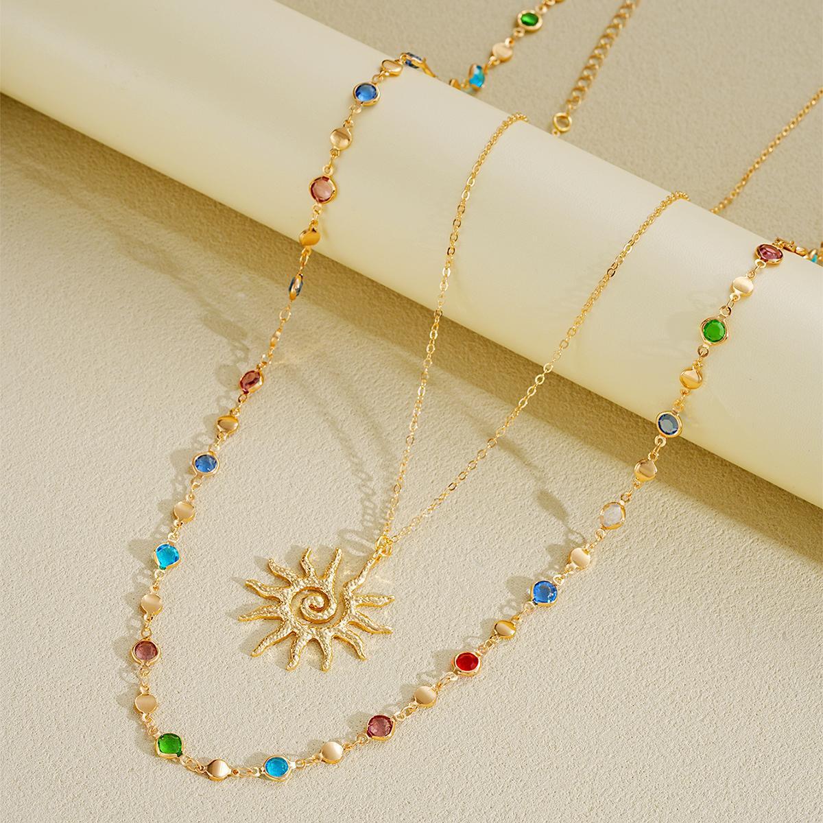 Sun Pendant Tassel Necklace