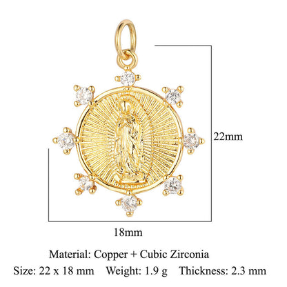 Colgante de cobre y circonita con ángel virgen 