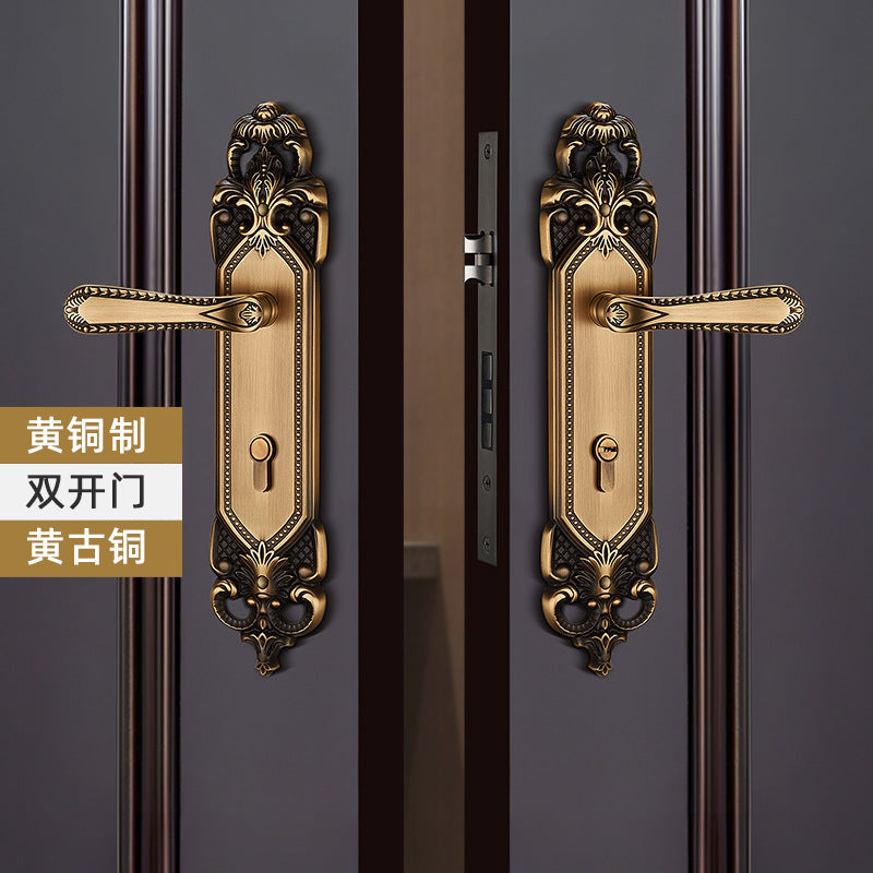 Brass door lock door lock handle