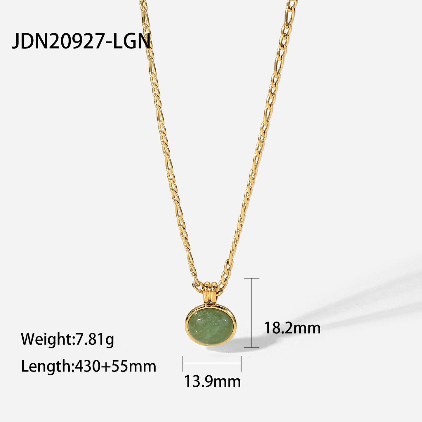 14K Green Aventurine Round Pendant Necklace