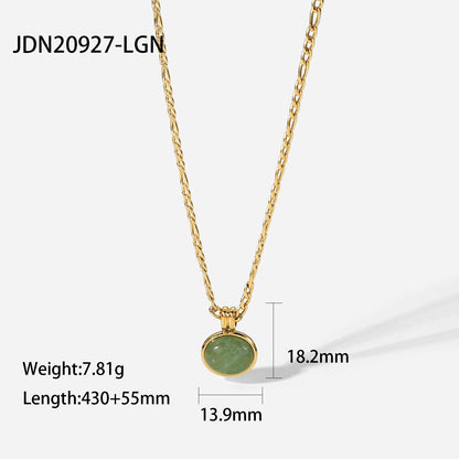 14K Green Aventurine Round Pendant Necklace