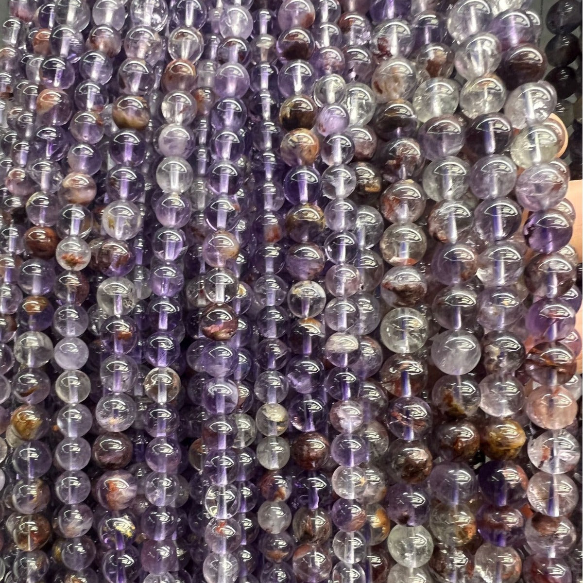 6-10mm natural purple ghost crystal beads