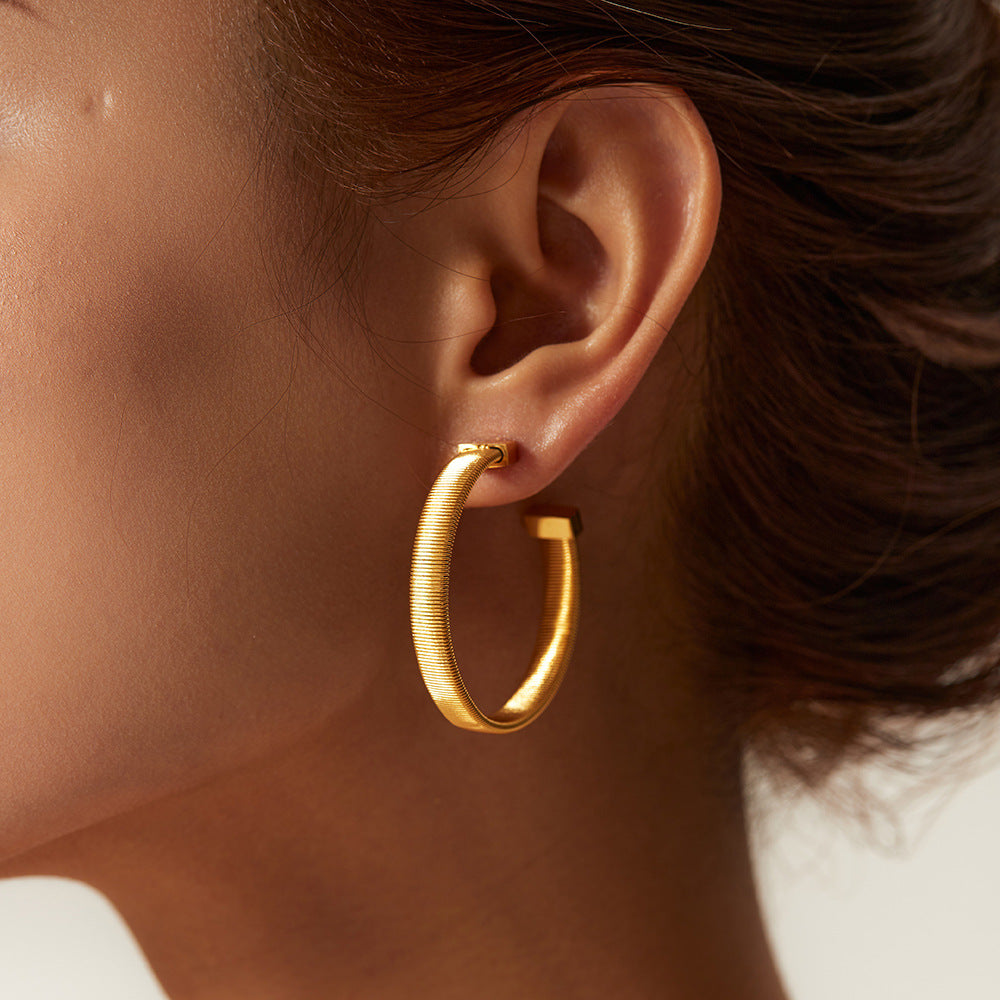 Stainless Steel C-Shaped Hoop Earrings