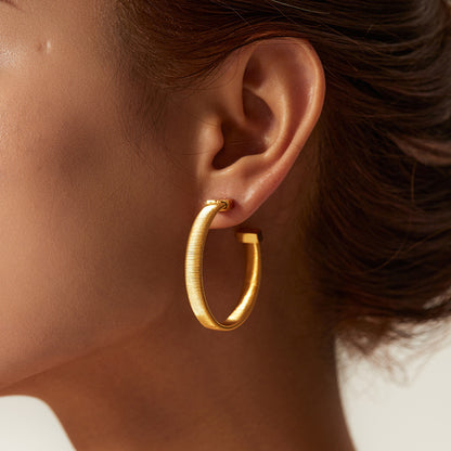 Stainless Steel C-Shaped Hoop Earrings