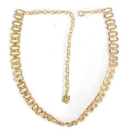 Carved geometric retro waist chain