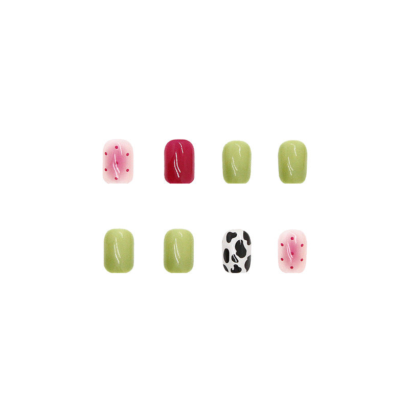 Cow Print Short Thin Wearable Nails