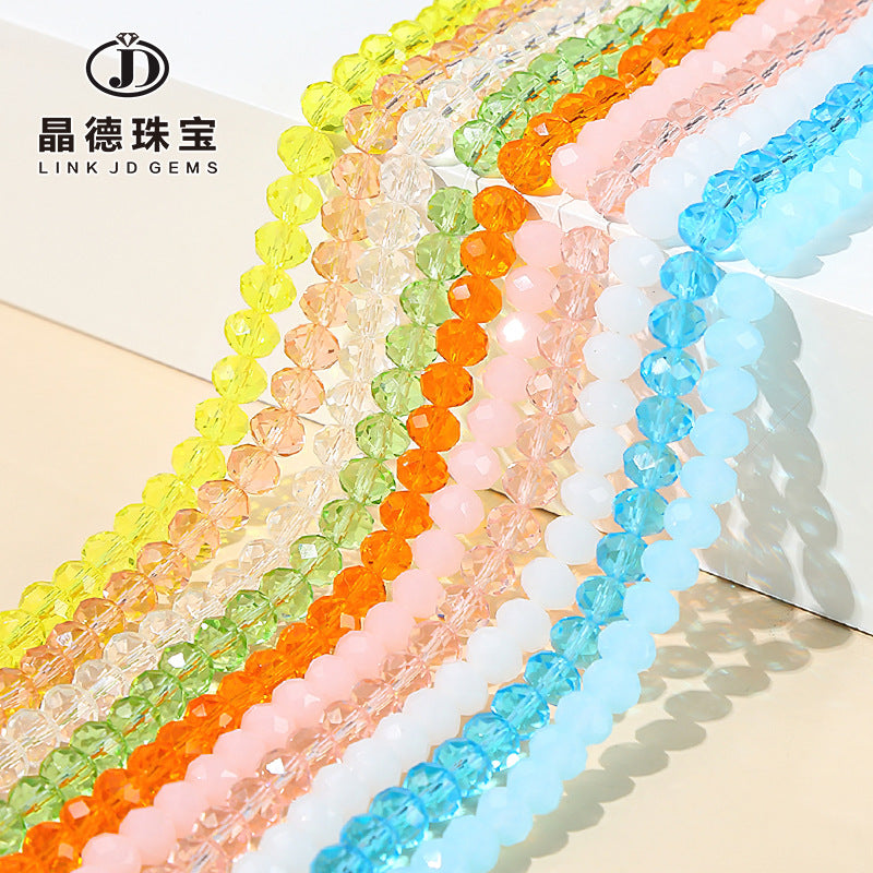 Colored crystal glass flat beads loose beads