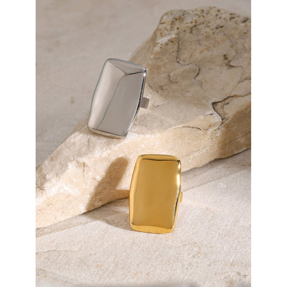 Anillo Abierto Pulido Rectangular 