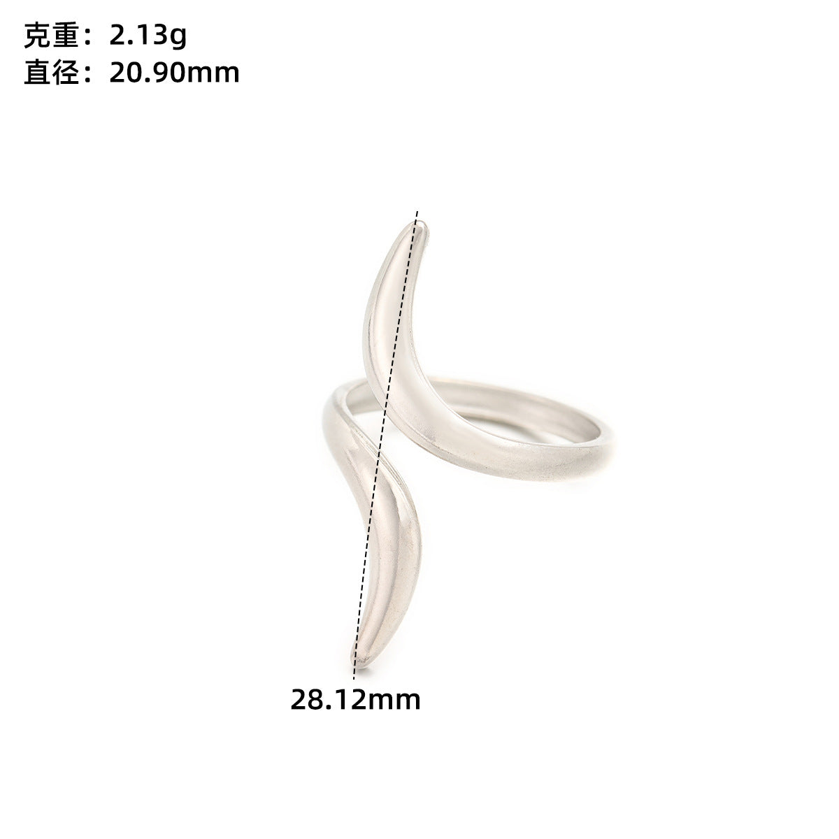Stainless steel love open ring