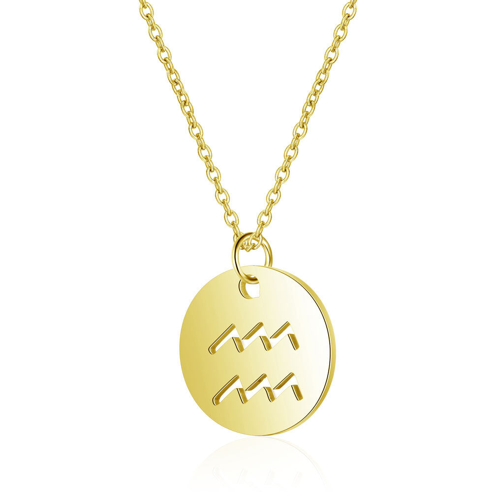 Twelve constellations titanium steel necklace