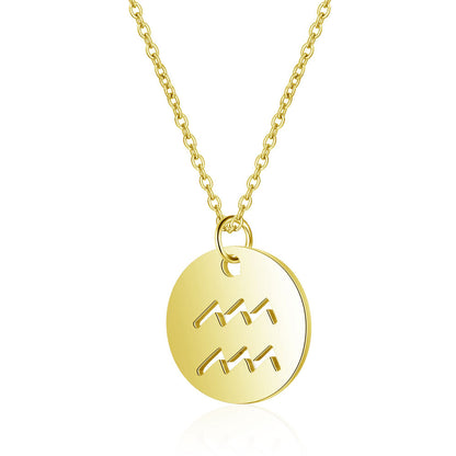 Twelve constellations titanium steel necklace