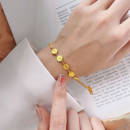Pulsera de mujer de acero titanio, que no se decolora, paz y alegría, pequeño diseño de lujo, elegante y sencillo. 