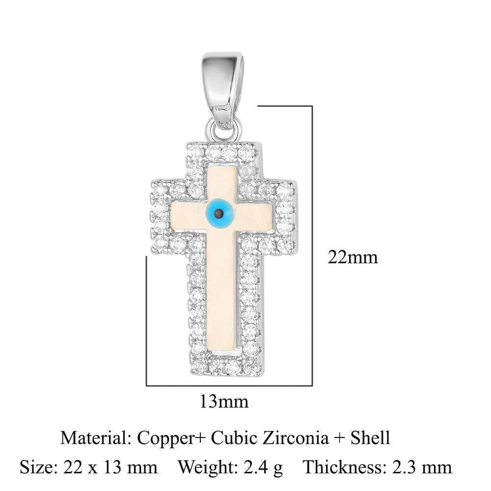 3 pcs/bag, Blessed Virgin Sun Eye Copper Zircon Pendant.