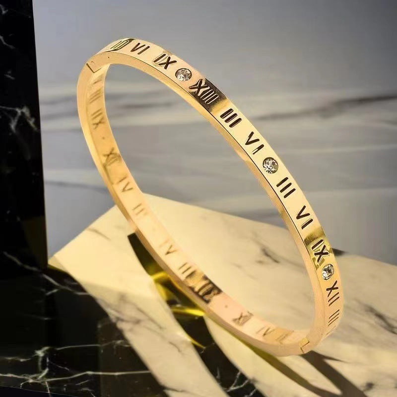 Stainless steel bracelet with diamonds