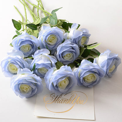 Artificial rose single branch crushed ice blue artificial flower
