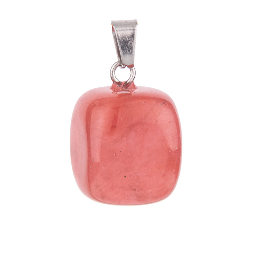 Crystal amorphous semi-precious stone cube pendant