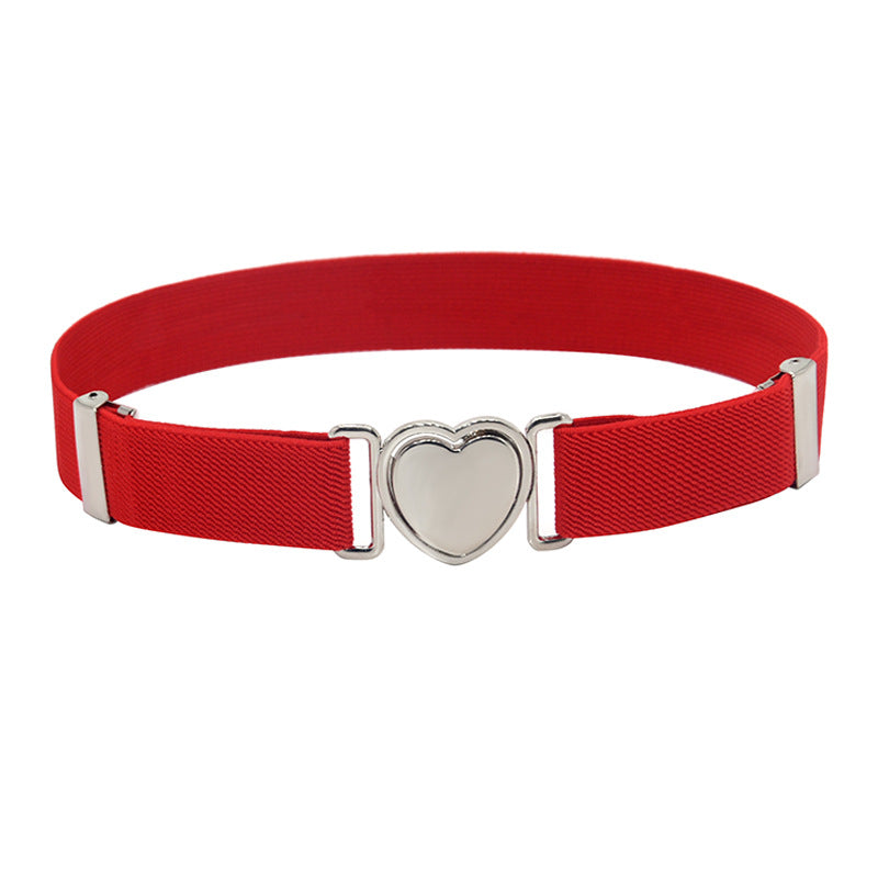 Silver Heart Buckle Adjustable Kids Belt