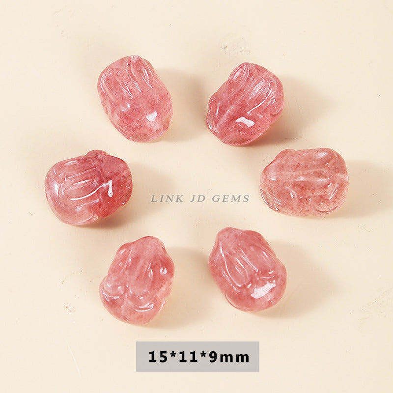 Gray Moonlight Pixiu Red Strawberry Crystal Pendant