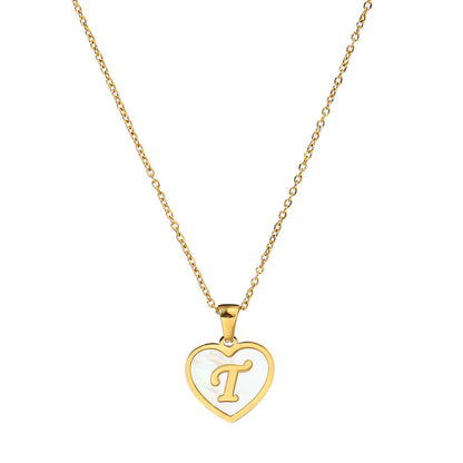 Titanium steel heart-shaped 26 English letter necklace