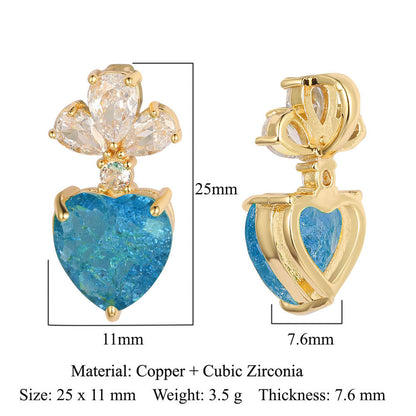 Copper zircon pendant water drop oval square