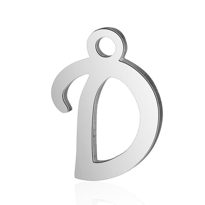 20 pcs/package steel color 26 English letters Titanium steel pendant