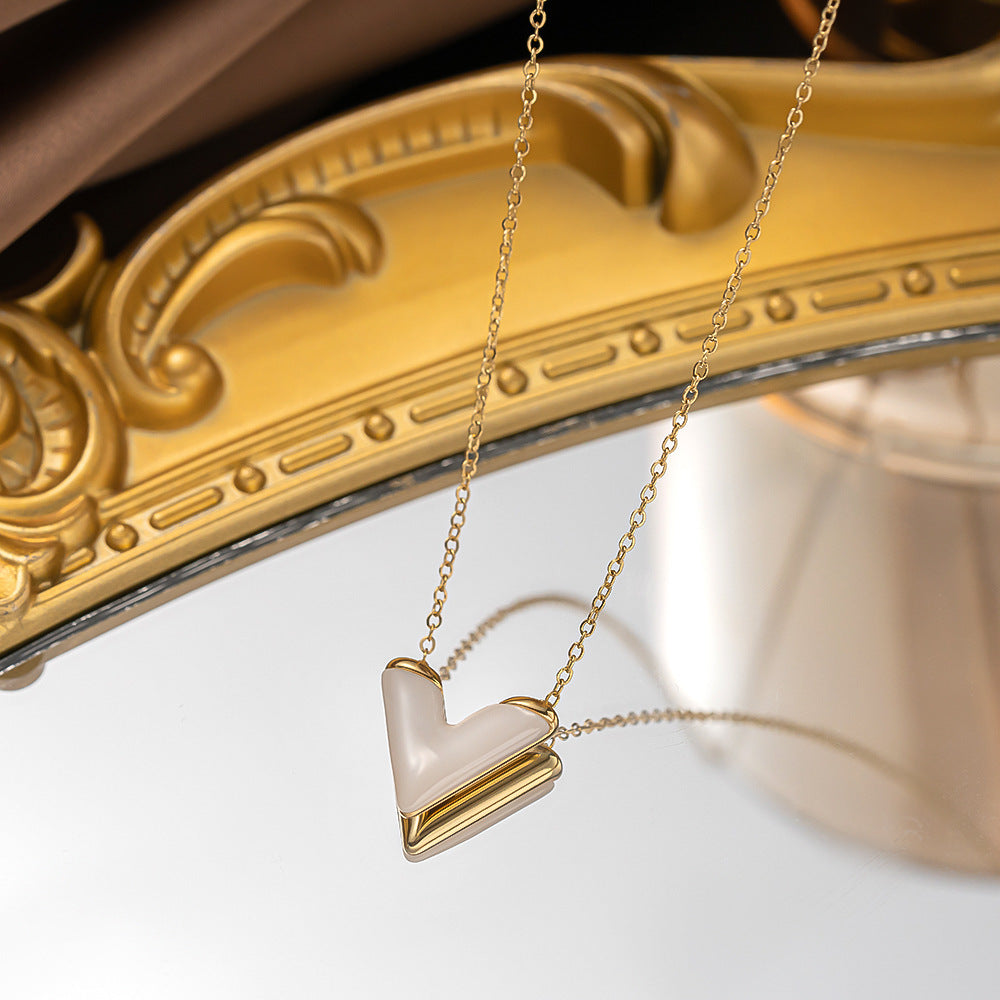 Reversible Shell V-Letter Necklace