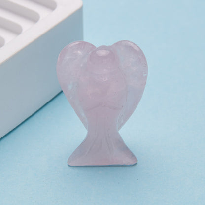 Cristal 1,5 polegadas anjo escultura pedra de quartzo diy decoração para casa pingente 