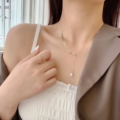 Pulsera Perla Hoja de Trigo, Diseño Único, Ajustable - Al Por Mayor