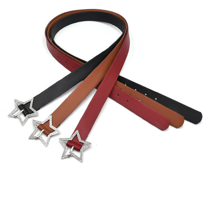 Pentagram Rhinestone Buckle Belt