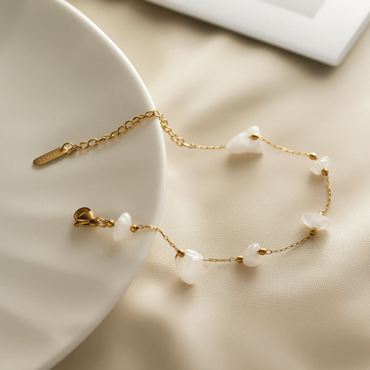 Titanium Steel Women's Geometric Natural Stone Chip Bracelet — Non-Fading