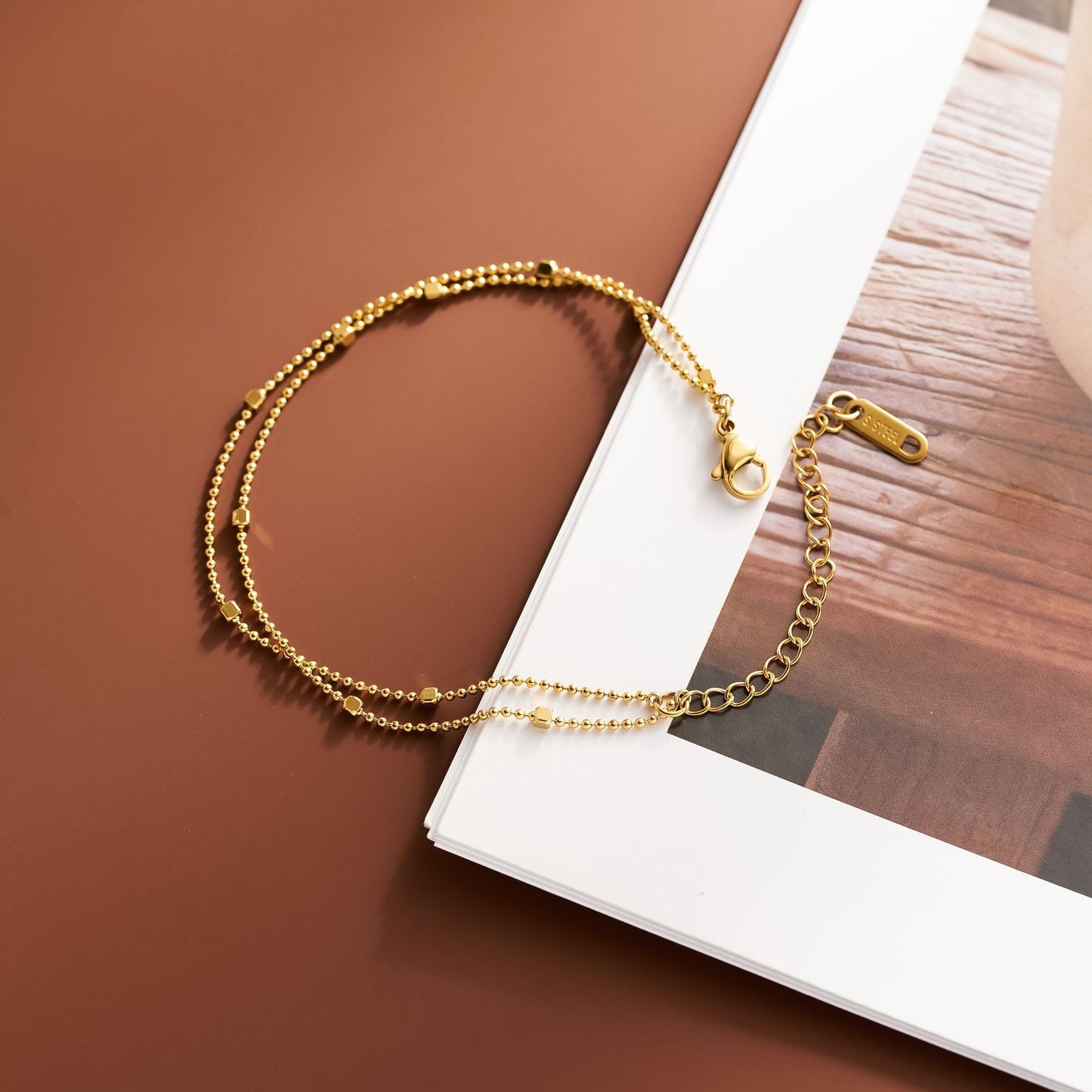 Titanium Steel Beaded Square Bracelet