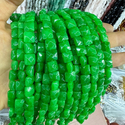 8*8MM 25pcs/string natural stone cut square loose beads