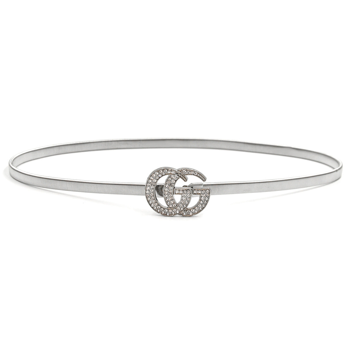 Silver chain round buckle belt
