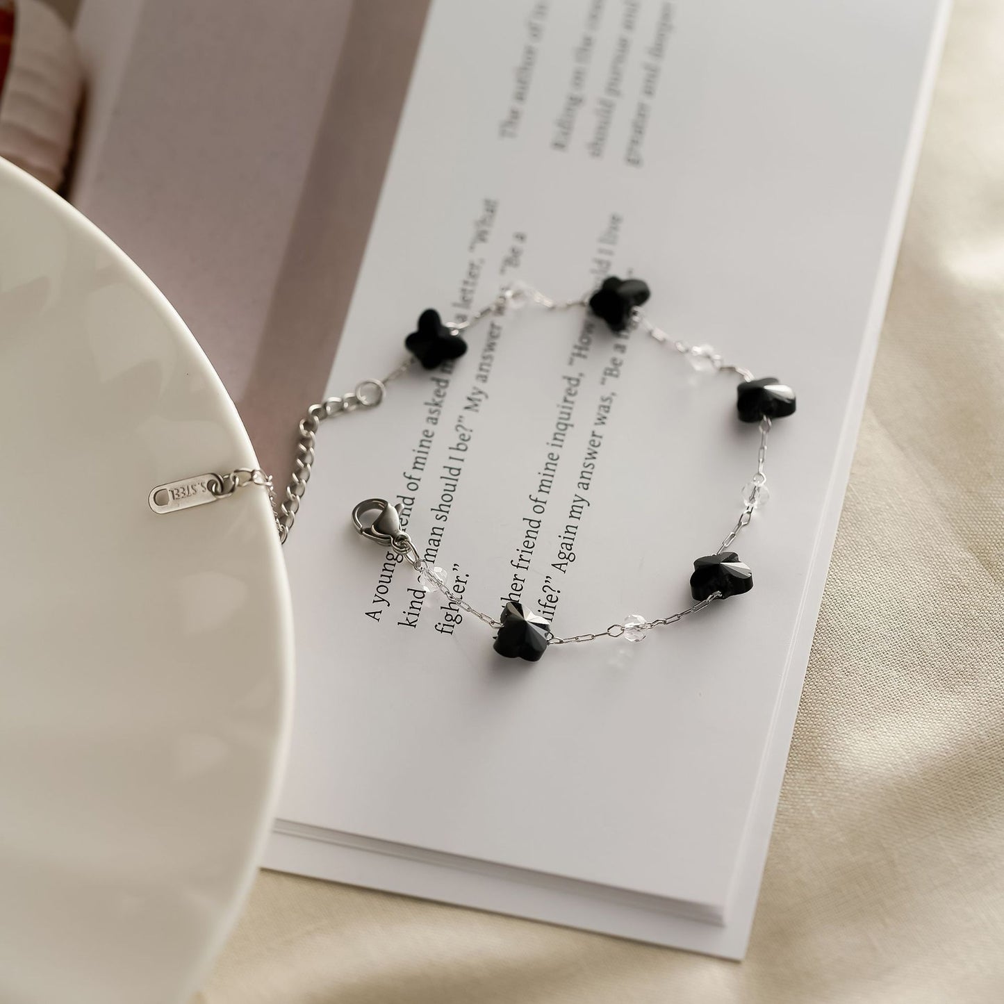 Women's Obsidian Butterfly Titanium Steel Bracelet — Non-Fading