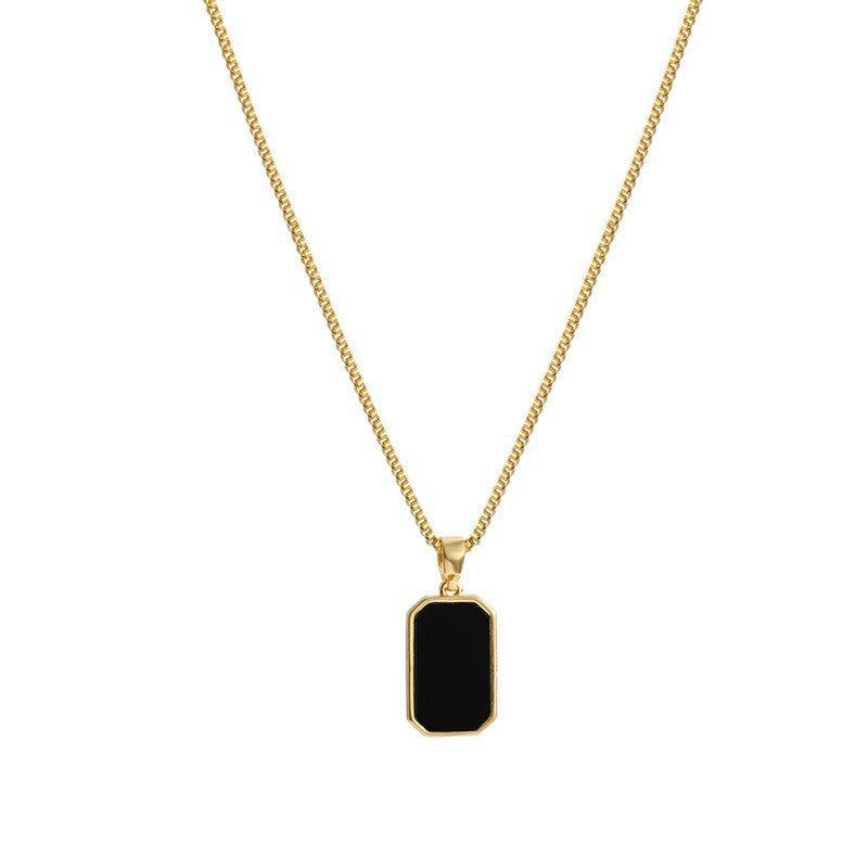 Minimal Black Titanium Steel Collarbone Necklace