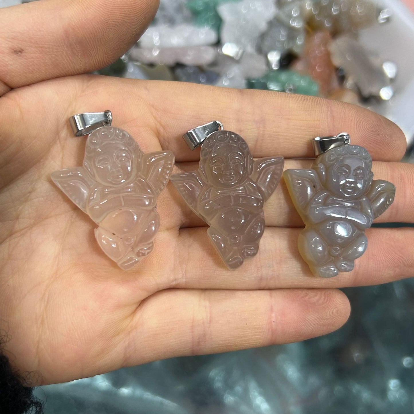 Engraved Cupid Angel Necklace Pendant