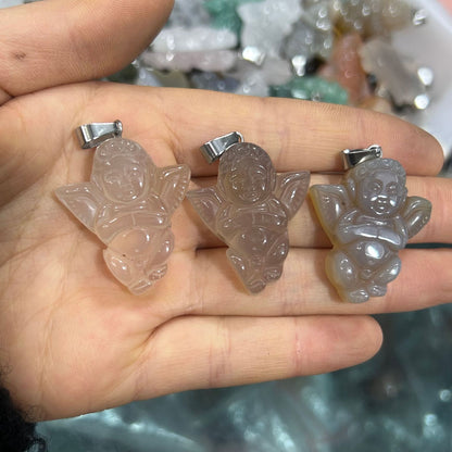 Engraved Cupid Angel Necklace Pendant